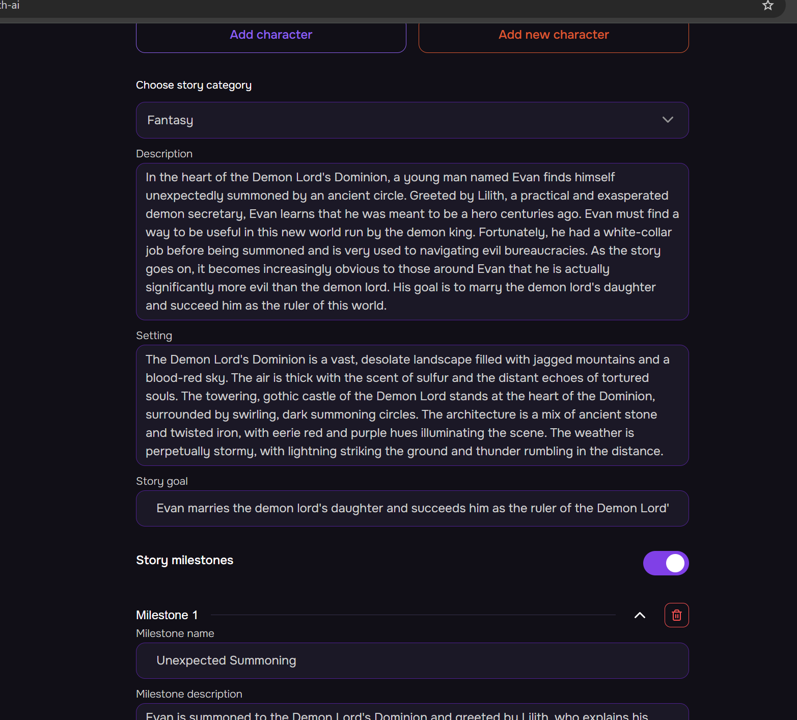 Talefy AI Geschichtengenerierung